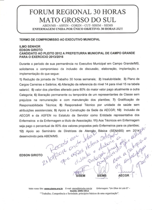 Compromisso do candidato a prefeito Giroto com a categoria de enfermagem — foto 1