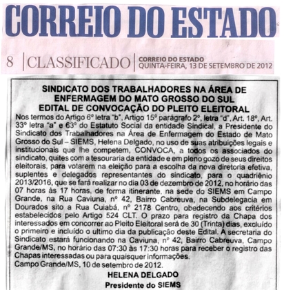 EDITAIS DE CONVOCAÇÃO PARA ELEIÇÕES SINDICAIS — foto 1